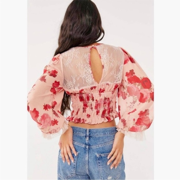 Free People red and pink lace top - Picture 5 of 15
